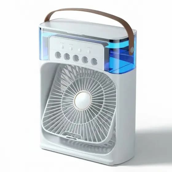 Mini Climatizador Ar Portatil Umidificador Mesa USB Silencioso 3 Velocidades Gelo Timer 600ml