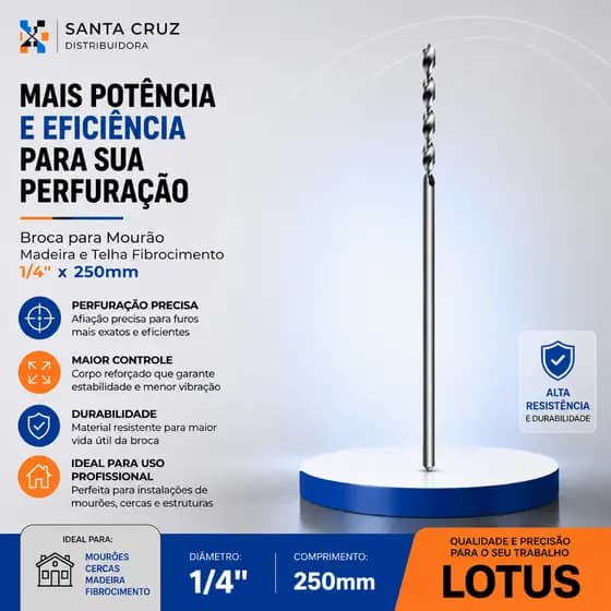 Broca para Mourão Madeira e Telha Fibrocimento 1/4" x 250mm