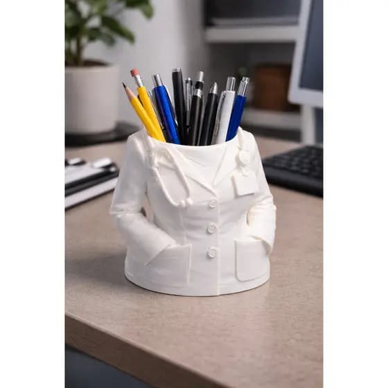 Porta-Canetas Jaleco Médica Organizador de Mesa Camisa e Gravata lápis escritório decoração presente criativo