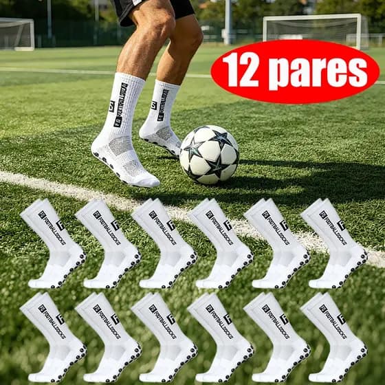 12 pares de profissionais anti-slip de longitude média de suor FS absorvendo meias de futebol