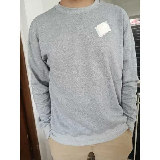 Moletom Masculino Gola Careca Blusa De Frio Algodão Casaco Confortável Preto e Cinza