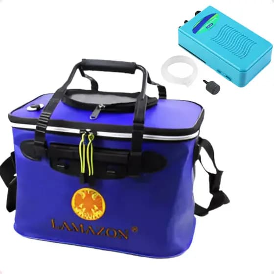 Bolsa Viveiro para Isca Viva Lambari Camarão Aquario C/ Oxigenador 12 L