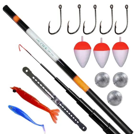 Kit Pesca Simples Barato Vara de Pesca Telescopica 1,80mts mais Anzol Chumbada Boinha Enrolador de Linha e Isca Tipo Sof