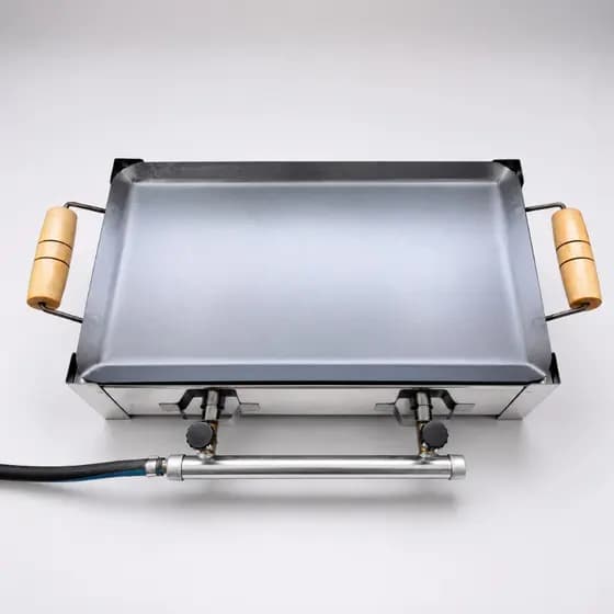 Fogão Fogareiro Pesca Camping Caminhoneiro Cozinha 2 Bocas a gás Alta Pressão Inox Chapa Ferro E Mangueira registro