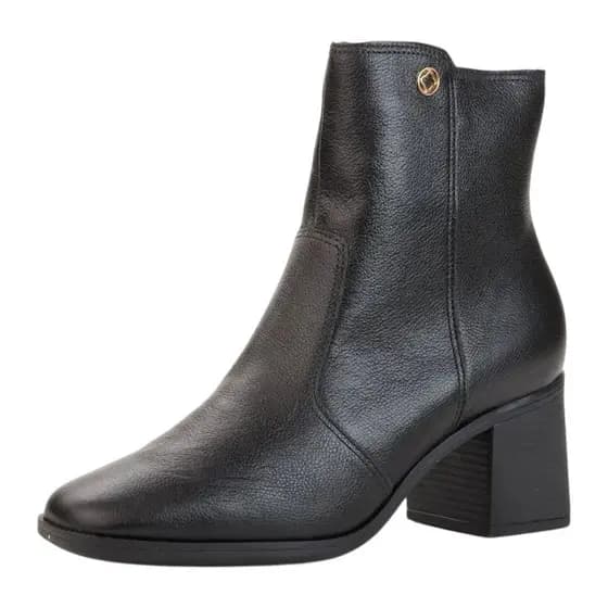 Bota Feminina Salto Baixo Bloco Couro Confortavel Bebece