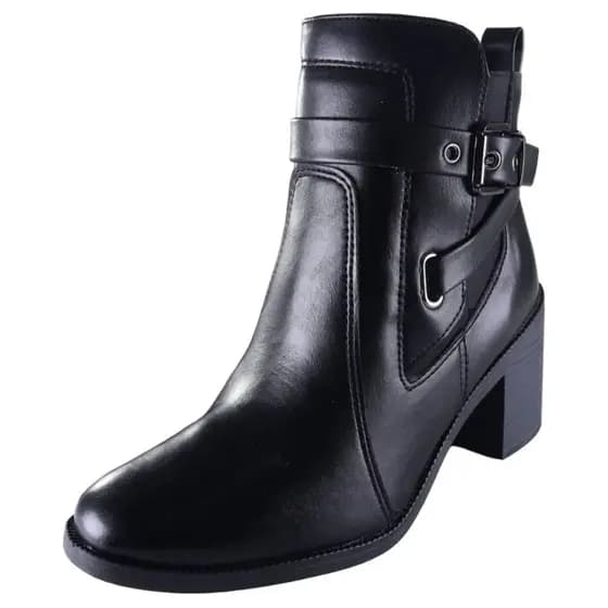 Bota Feminina Salto Bloco Cano Baixo Elegante Malha Ramarim