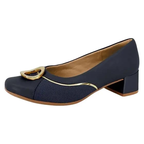Sapato Feminino Couro Confortavel Salto Baixo Bloco Usaflex