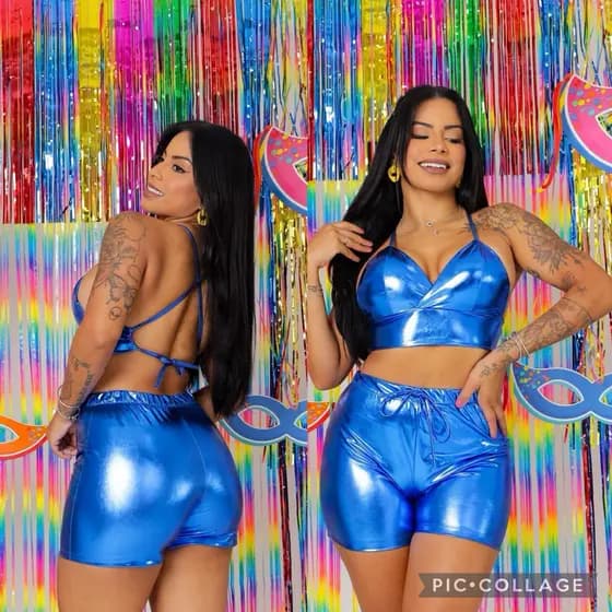 Cropped METALIZADO 03 Com Bojo y Cadastro Longo Ideal Pra Carnaval ,