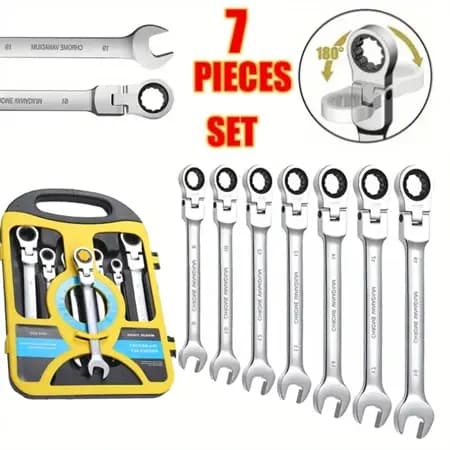 Kit 7 Peças Chave Ferramenta Combinada Catraca Boca Profissional Peças 08 A 19mm