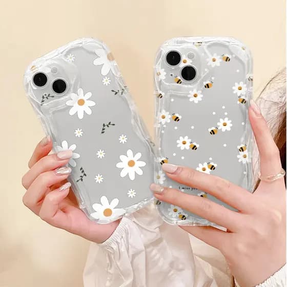 Capa Para iPhone 17 Pro Max 17Air 16 15 13 11 14 12 11 Xs XR Várias Flores Planta Creme Caso