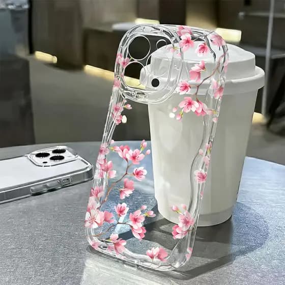 Capa De Flor Rosa Da Sorte Capinha Para iPhone 17 Ar 16 15 14 Plus 13 12 11 Pro Max XR Silicone Transparente