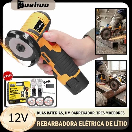Esmerilhadeira Lixadeira Sem Fio Portátil Serra Mármore 2 Bateria 12.6V 28000 rpm