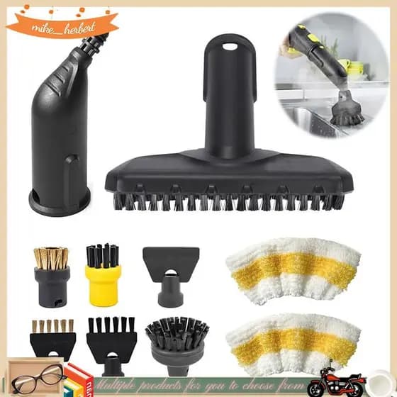 Conjunto De Acessórios De 10 Peças Para Limpadores A Vapor SC1 , SC2 , SC3 , SC4 , SC5-Inclui Bicos , Escovas E Panos