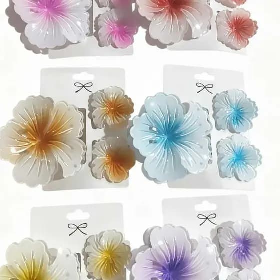 Kit Presilha Piranha Flor Feminina – 3 Peças (1 Grande + 2 Pequenas) Delicadas