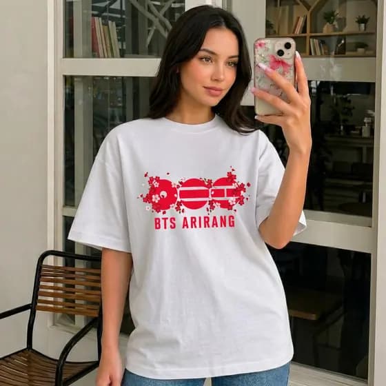 Camiseta Feminina Arirang Oversized Estampa Coreana Kpop Moda Urbana Conforto
