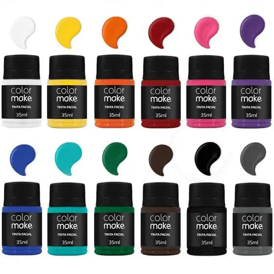 Tinta facial 35ml Colormake Maquiagem artística Escola Halloween Circo