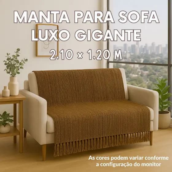 Manta Sofá 2,10x1,20 Algodão Artesanal – Ideal para Decoração de Sala, Cama ou Poltrona