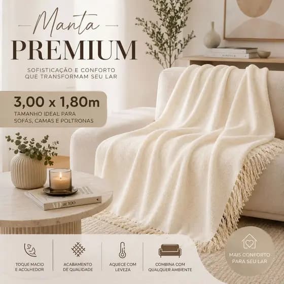 Manta Decorativa Elegante 3x1,80m – Design Sofisticado e Aconchegante Para Seu Sofá e Cama
