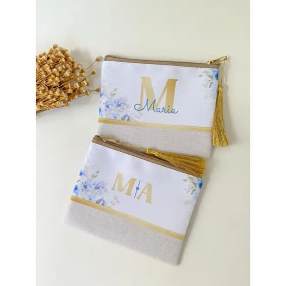 kit 15 Necessaire bolsinha SLIM personalizada com nome para casamento com pingente Lembrancinha convite madrinhas