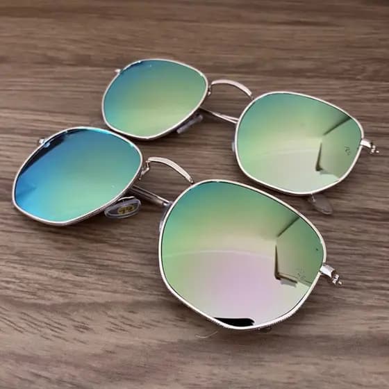Óculos De Sol Retrô Hexagonal Masculino e Feminino Com Proteção UV400 Armação de Metal