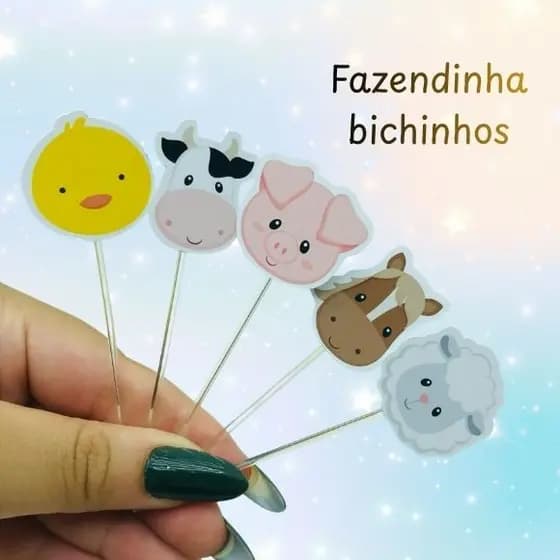 Topper Tag de Docinho Fazendinha Festa Infantil 30 40 ou 50 unidades