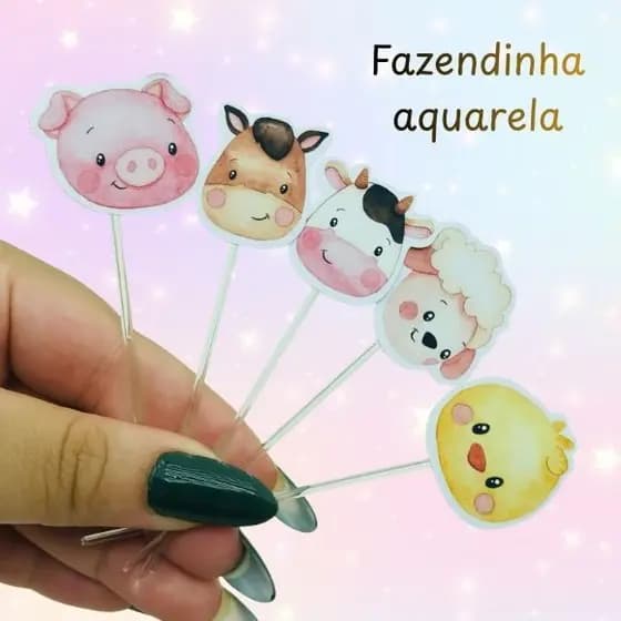 Topper Tag de Docinho Fazendinha Festa Infantil 30 40 ou 50 unidades