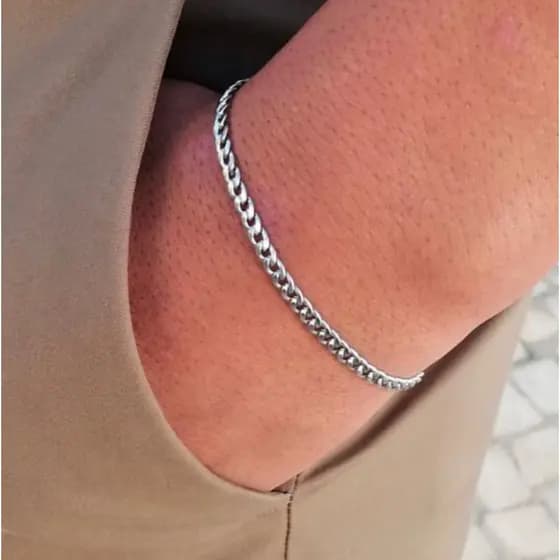 Pulseira fina discreta aço inox 3mm Não Escurece antialérgico
