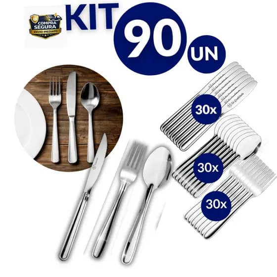 Kit Talheres Mesa Aço Inox Colher Garfo Faca Resistente Durável Restaurante Cozinha Dia das Mães