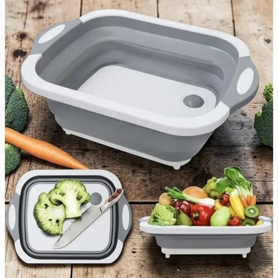 Tábua Bacia Cesta Retrátil Silicone Multifuncional Cozinha 3 em1/tubua-bacia-escoredor de vetais ou frutas resistente