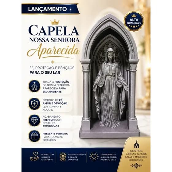 Nossa Senhora Estátua 3D Religiosa – Capela Decorativa Católica Para Sala, Altar e Presente cinza/nude