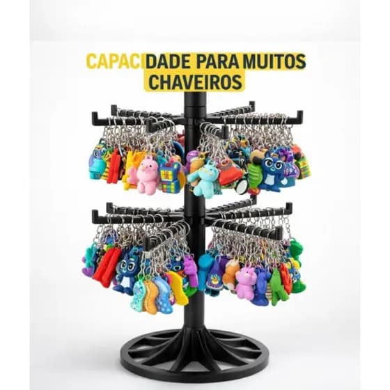 Expositor Giratório para chaveiro e bijuterias com Placa de preço-organizador