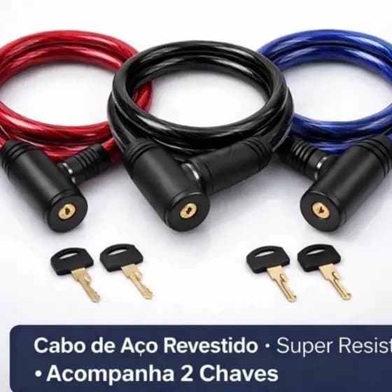 Corrente Cadeado para Moto Bicicleta Bike Segurança Estepe Trava Anti Furto Cabo Aço 7x630mm
