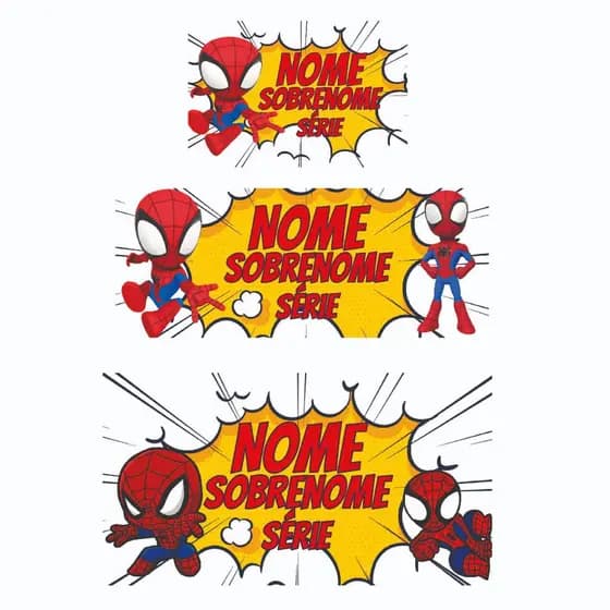 Etiquetas Escolares Homem Aranha 108 Adesivos Resistentes Volta as Aulas Identificação Vinil