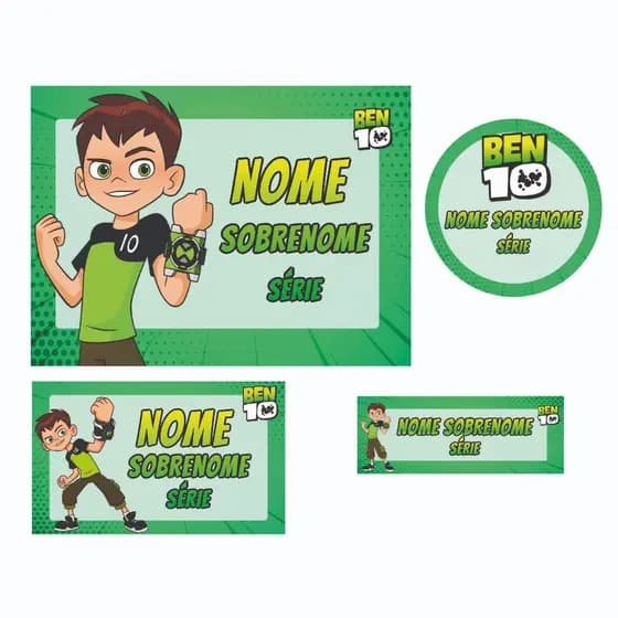 Kit 80 Etiquetas Adesivas Ben 10 Escolar Personalizada Volta às Aulas Adesivo De Identificação Para Menino Resistente