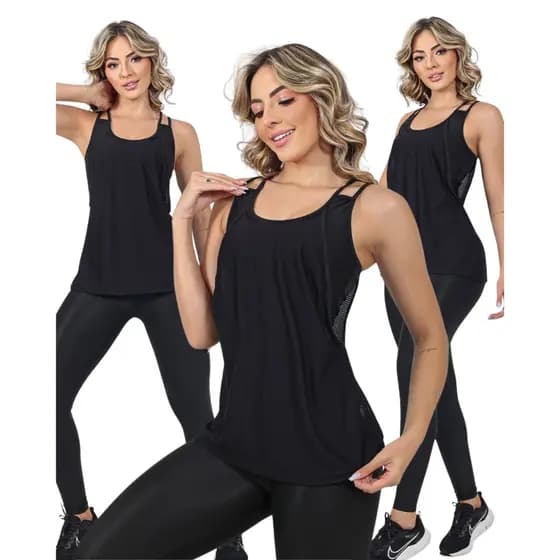 CONJUNTO FITNESS TRIO Calça e Blusa e Top Feminino Roupa para Treinar Academia Corrida