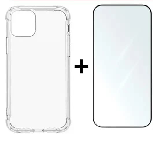 Kit 2em1 Capa TPU + Película de Vidro Temperado 3D Para iPhone X XS 11 12 13 14 15 16 17 Pro Max