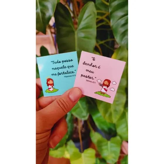 240 Mini Kit Tag Agradecimento ao Cliente - Frases Biblicas - Cores Vivas Pronta Entrega 5x5cm