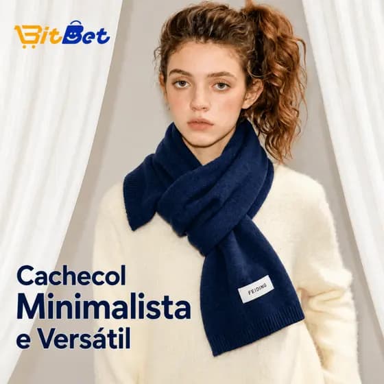 Cachecol de Lã Feminino Inverno Quentinho Tricô Liso Macio Masculino Moda Casual Minimalialista INVERNO-10