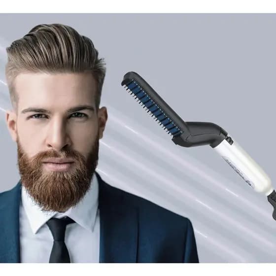 KIT 2 Escova Barba Chapinha Modelador Pente e Máquina De Cortar Cabelo Para Barba-Kit cuidados masculinos-Techo Pro