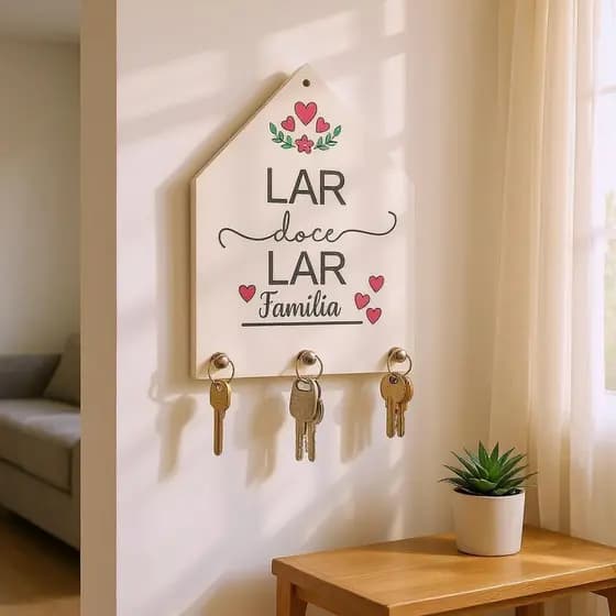 Porta Chaves Casinha Decoração com Frase Lar Doce Lar