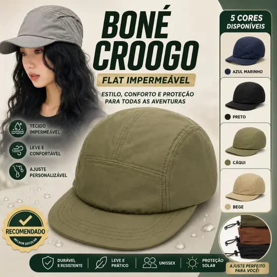 Boné Croogo Snapback 5 Painéis Aba Curta Street K-pop Unissex Ajustável Moda Asiática Envio Imediato