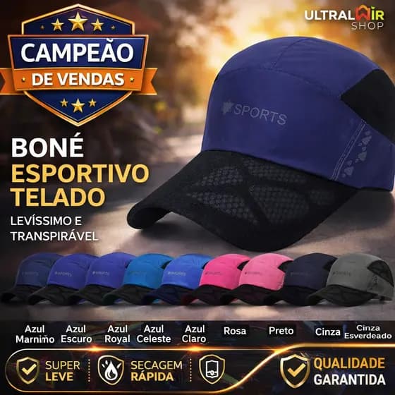 Boné Esportivo Dry Fit Respirável Tela Secagem Rápida Corrida Academia Proteção Solar Ajustável