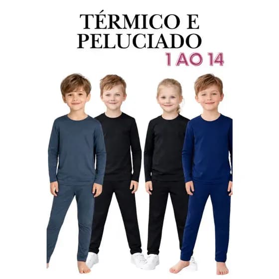 Conjunto Térmico Infantil Juvenil Menina e Menino Segunda Pele Flanelado Peluciado Inverno 1 ao 14