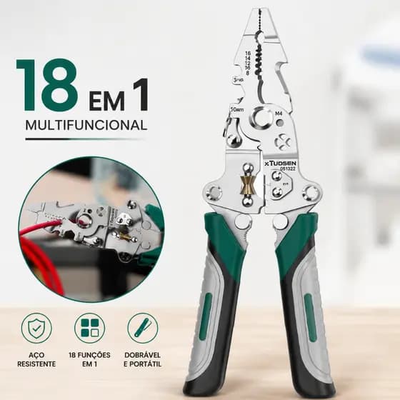 Alicate Automático Decapador Crimpador Eletricista Descascador Fios Decapador Fio Automático 18 Em 1