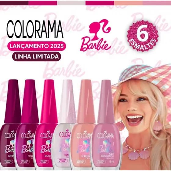 Kit 6 Esmaltes Colorama Barbie Lançamento Esmalte Barbie Tons Rosa Barbie Poderosa Ken