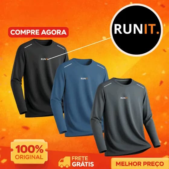 Kit 3 Camiseta Fitness Manga Longa Dry Fit Masculina Ombro Refletivo