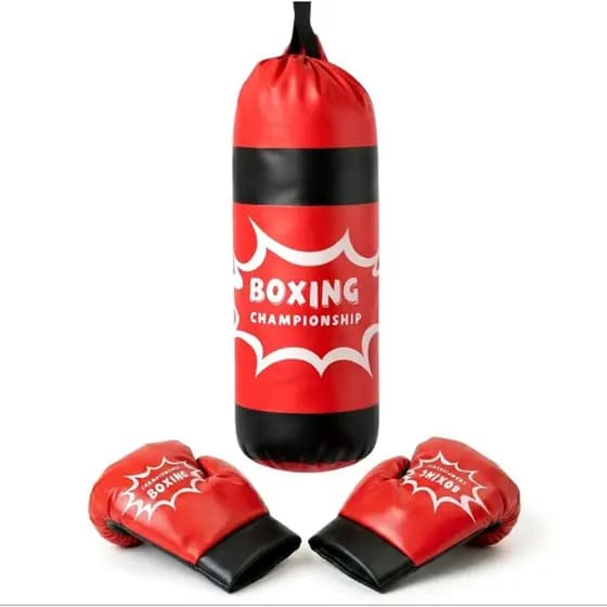 Kit Boxe Infantil Saco De Pancadas Mais Par De Luvas Brinquedo Coordenação Motora Menino Menina ☁️🥊