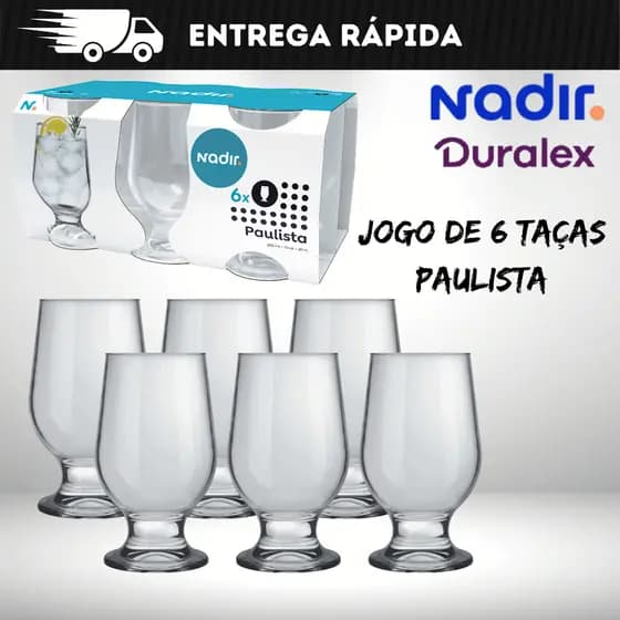 Jogo de Taças Paulista 6 peças 300ml - Nadir