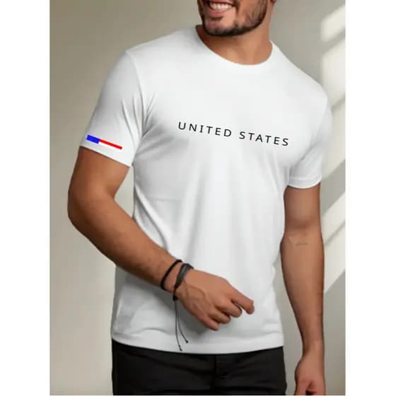 Camiseta Casual USA United States Unissex algodão estampada Fio 30.1 Estilosa, Moderna