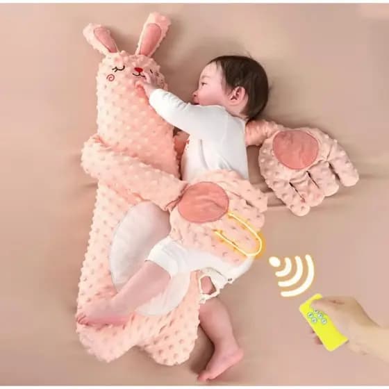 Boneco Almofada de Massagem Calmante para Bebê - Térmica, Patting & Música c/ Controle Remoto - Sono Tranquilo e Seguro
